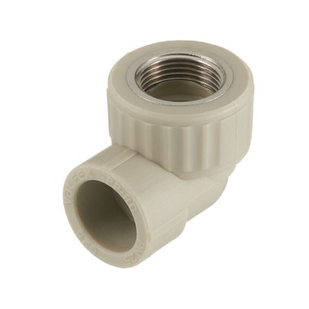 Угол полипропиленовый Valfex комбинированный 25 мм х 3/4 ВР(г) серый (10125025Г)