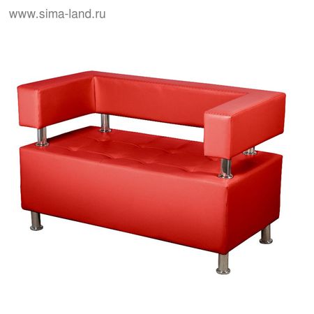 Диван офисный двухместный «Райли», экокожа, цвет красный глянец 