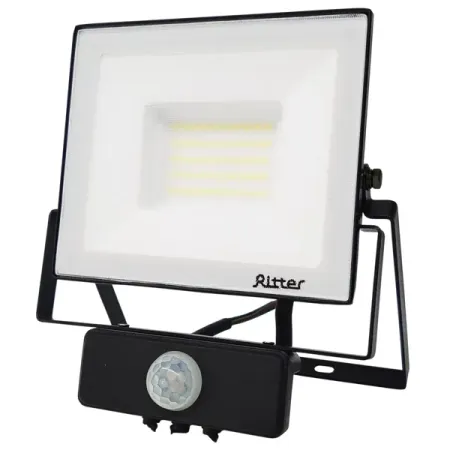 Прожектор LED Ritter Profi 53422 2 50 Вт 5000 Лм 180-240В с датчиком движения холодный белый свет 6500К IP65 черный nitecore edc35 5000 люмен фонарик
