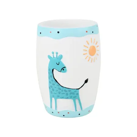 Стакан для щеток саванна полирезина белый/голубой