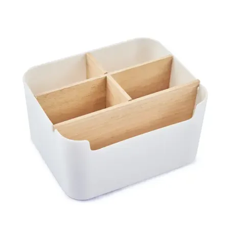 Органайзер квадратный лайт пластик/бамбук белый