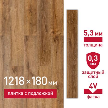 Плитка кварцвиниловая Corsa Deco Laguna B300 замковая 2,6309 кв.м 5,3 мм с фаской с подложкой IXPE роберт брындза последнее дыхание