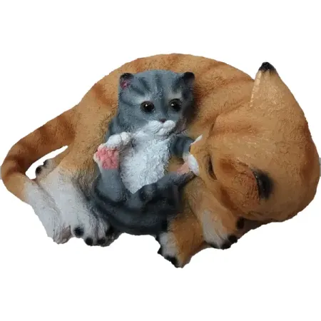 Садовая фигура Кошка с котенком 15x31x25 см садовая статуя тоторо из смолы