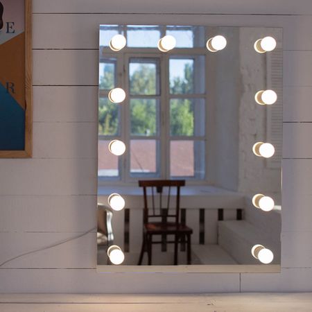 Зеркало настенное с лампочками Anabel 600х800 мм гримерное белое