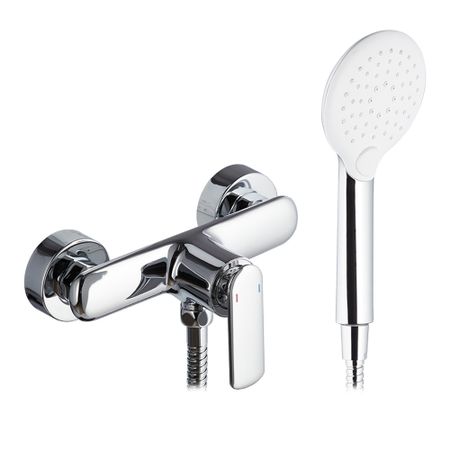 Смеситель для душа без излива Lavelly Vertex хром/белый с лейкой однорычажный (673096)