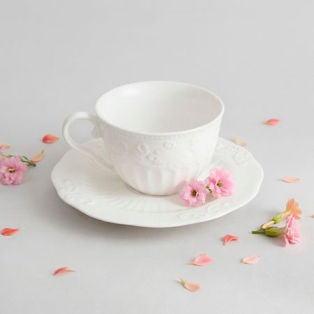 Чайная пара Белое тиснение/Emboss White