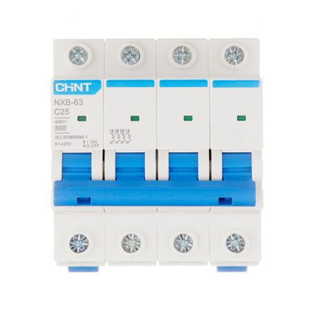 Автоматический выключатель модульный Chint NXB-63 4P 25А тип C 6 кА 400 В (814250) автоматический выключатель chint nxb 63s 3p c40 а 4 5 ка