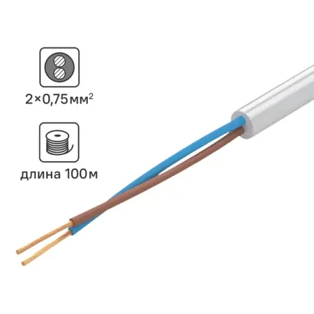 Провод Tdm Electric ПВС 2x0.75 100 м ГОСТ цвет серый