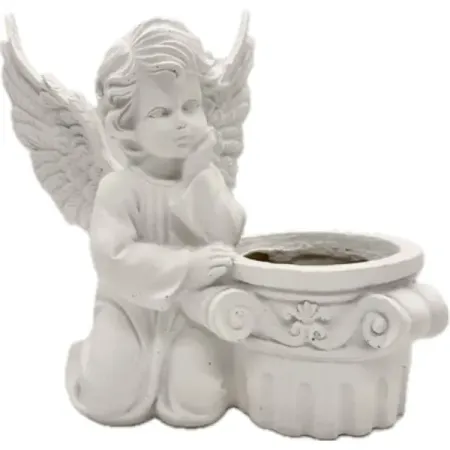 Садовая фигура Ангел с цветочным горшком слева смола 27x19 см 100 шт кабошоны ywbeads смола красный 15 20 мм