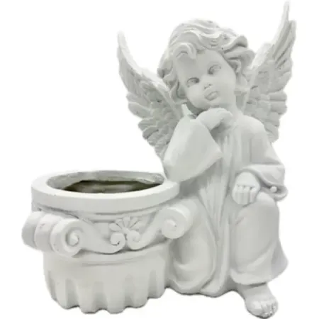 Садовая фигура Ангел с цветочным горшком справа смола 27x30 см 100 шт кабошоны ywbeads смола красный 15 20 мм