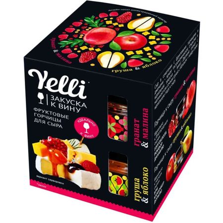 Набор горчиц Yelli для сыра гранат и малина, груша и яблоко 100 г