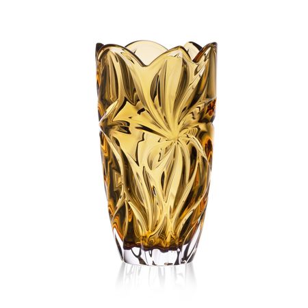 Ваза Aurum Crystal Flora amber 28 см