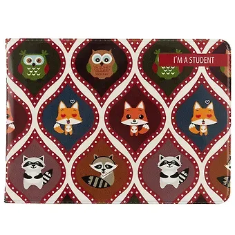 Обложка для студенческого Узоры сова лиса и енот