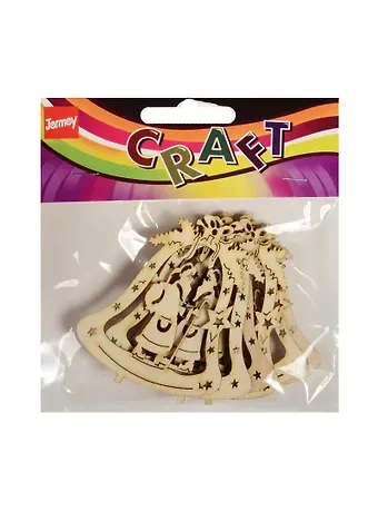 Деревянные заготовки в пакете с хедером, 6 шт, колокольчик с дед морозом