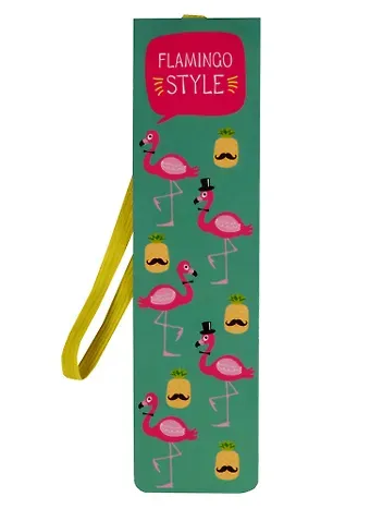 Закладка с резинкой Фламинго и ананас с усами
