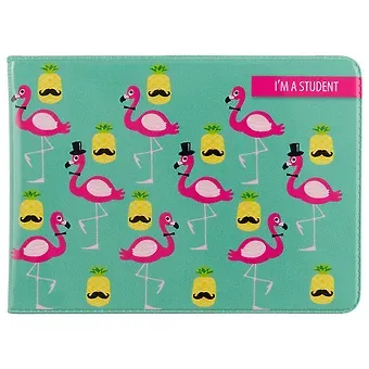 Обложка для студенческого Фламинго и ананасы с усами (СБ2017-040)