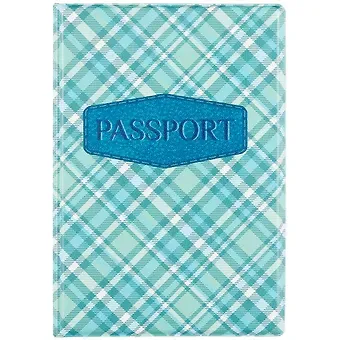 Обложка для паспорта Шотландская клетка (зеленая) (ПВХ бокс) (ОП2021-260)