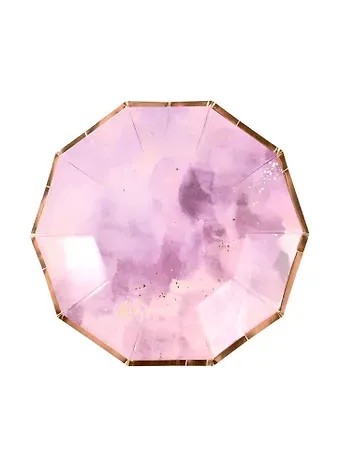 Набор бумажных тарелок Фиолетовый узор с золотом (19см) (6шт)