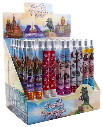 Ручка пластиковая со стразами Санкт-Петербург, 5 видов в ассортименте