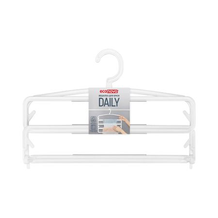 Вешалка Econova Daily антискользящая многоуровневая с поворотным крючком, складная для брюк / юбок белая (434286016)