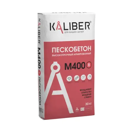 Пескобетон М400 Kaliber В 30 кг cмесь монтажно кладочная kaliber м 200 п пластичная 30 кг