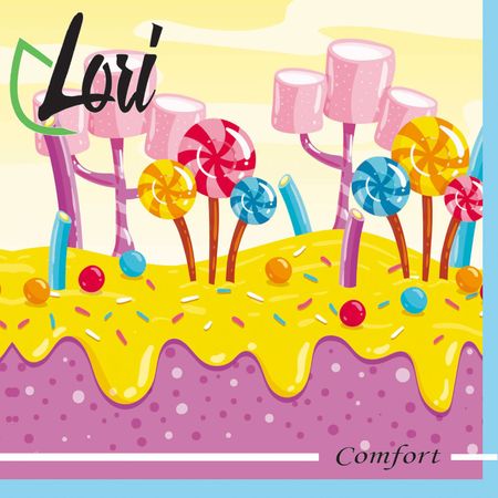 Салфетки Lori Comfort бумажные Сладости 2х-слойные 33х33 см, 16 шт салфетки бумажные кролики 3 х слойные ные 210х210 8шт 12 senwen pp8008