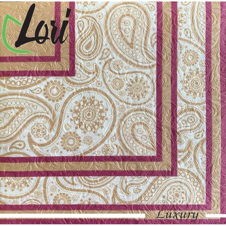 Салфетки Lori Luxury бордо 3х-слойные 33х33 см, 16 шт