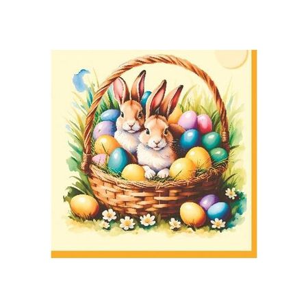Салфетки Lori Deluxe пасхальные зайки 3х-слойные 33х33 см, 20 шт