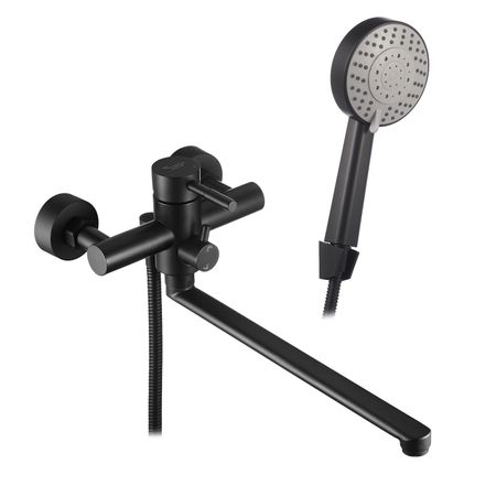 Смеситель для ванны Сorsa Deco AS черный однорычажный с длинным изливом с лейкой (FBTAS3B)