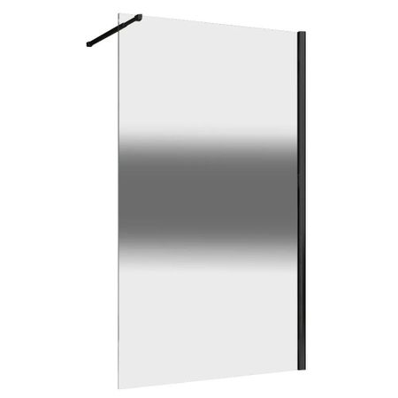 Душевая перегородка Abber Immer Offen черная 100х200 см стекло матовое 6 мм (AG69103BS)
