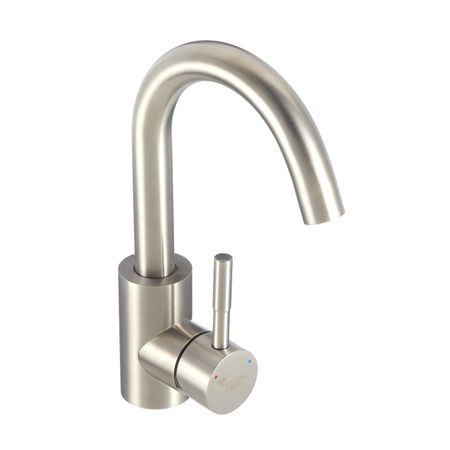 Смеситель для кухни и раковины Corsa Deco SS нержавеющая сталь с поворотным изливом однорычажный (FKSS)