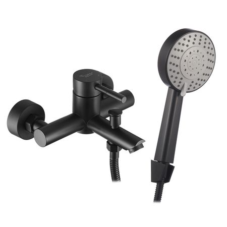 Смеситель для ванны Сorsa Deco AS черный однорычажный с коротким изливом с лейкой (FBTAS1B)