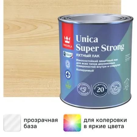 Лак яхтный Tikkurila Unica Super Strong База ЕР бесцветный полуматовый 0.9 л кофейный напиток maccoffee strong 3 в 1 18 г