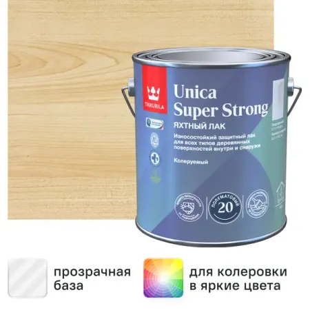 Лак яхтный Tikkurila Unica Super Strong База ЕР бесцветный полуматовый 2.7 л кофейный напиток maccoffee strong 3 в 1 18 г