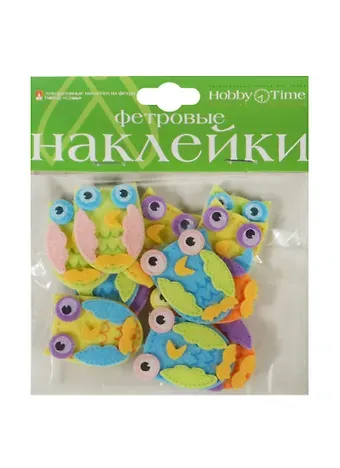 Декоративные наклейки из фетра Совы (2-093/01) (3 вида) (упаковка)