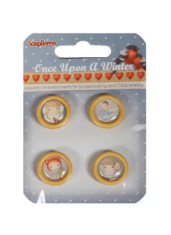 Набор деревянных пуговичек Однажды Зимой (SCB3409120) (4шт.) (упаковка)