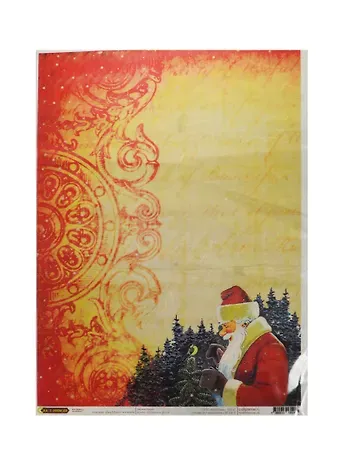 Рис. бумага для декупажа Craft Premier Дед Мороз и птичка (CP05287) (28,2х38,4см) (25г/м) (упаковка)