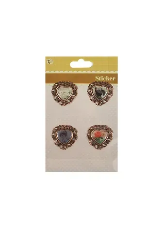 Наклейки в металл оправе для скрапа сердца (S-2) (11034614) (4шт) (подвес) (упаковка)