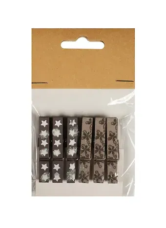 Набор прищепок декоративных, 6 шт, деревянные