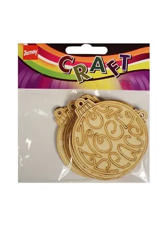 Деревянные заготовки в пакете с хедером, 6 шт, елочные игрушки