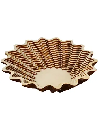 Игрушка из дерева Ваза маленькая широкая Волна (поворот) (196х199х50) (162829) (Полноцвет)