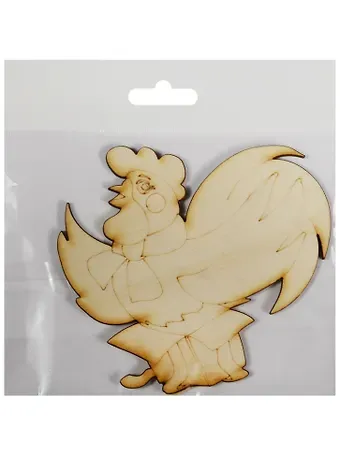 Фигурка для декупажа Фигурка с магнитом Петушок-14 с рисунком (101х98х3) (162688-K) (игрушка из дерева) (Полноцвет)