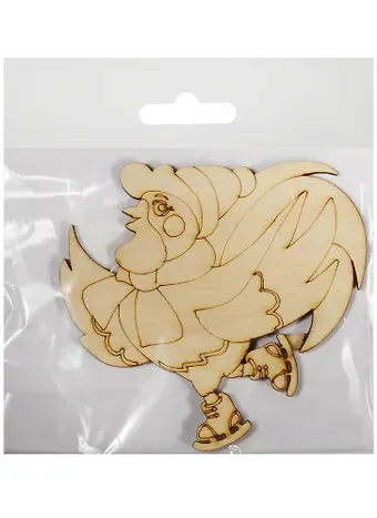 Фигурка для декупажа Фигурка с магнитом Петушок-29 с рисунком (106х100х3) (162748-K) (игрушка из дерева) (Полноцвет)