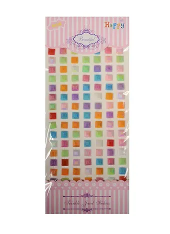 Наклейки квадраты, 105 шт, 0.8 см, микс цветов