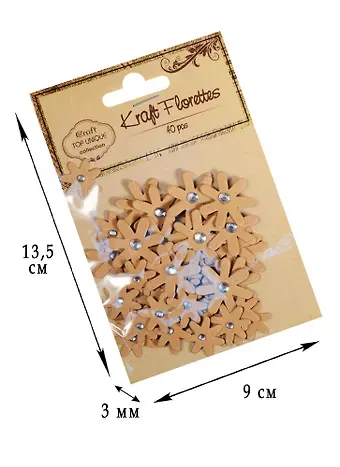 Цветочки крафт со стразом, 40шт*2см (D26000878)