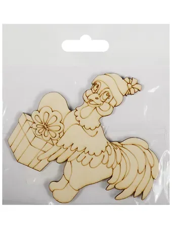 Фигурка для декупажа Фигурка с магнитом Петушок-9 с рисунком (103х100х3) (162668-X) (игрушка из дерева) (Полноцвет)