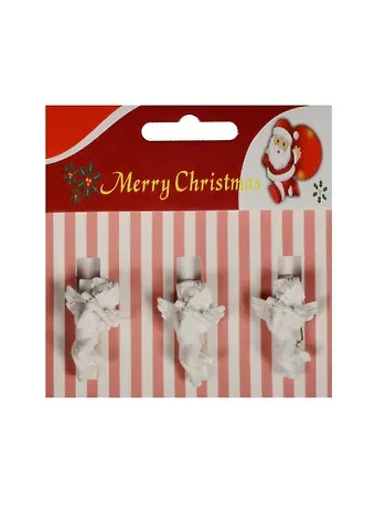 Набор прищепок декоративных, 3 шт, полистоун,ангел с флейтой