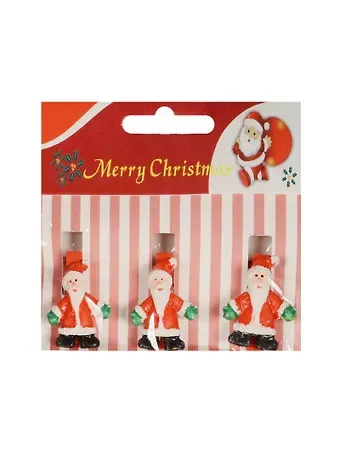 Набор прищепок декоративных, 3 шт, полистоун, санта