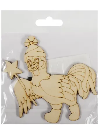 Фигурка для декупажа Фигурка с магнитом Петушок-26 с рисунком (92х100х3) (162736-X) (игрушка из дерева) (Полноцвет)