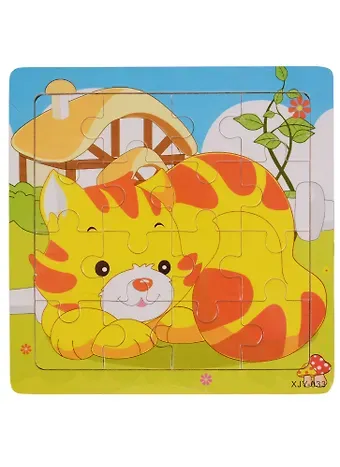 Развивающая рамка Тигренок, 15х15 см(дерево)
